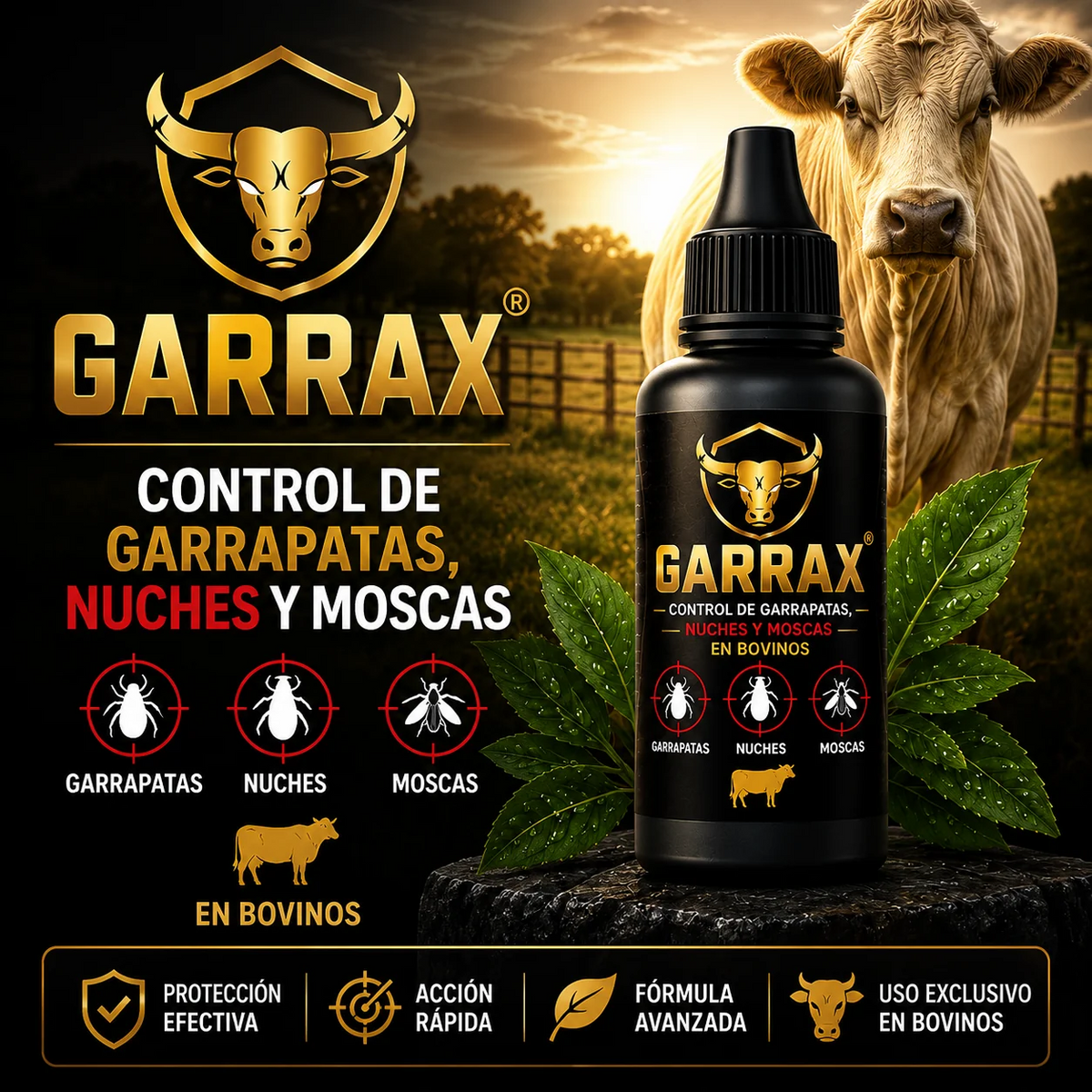 GARRAX, CONTROL DE GARRAPATAS, NUCHES Y MOSCAS