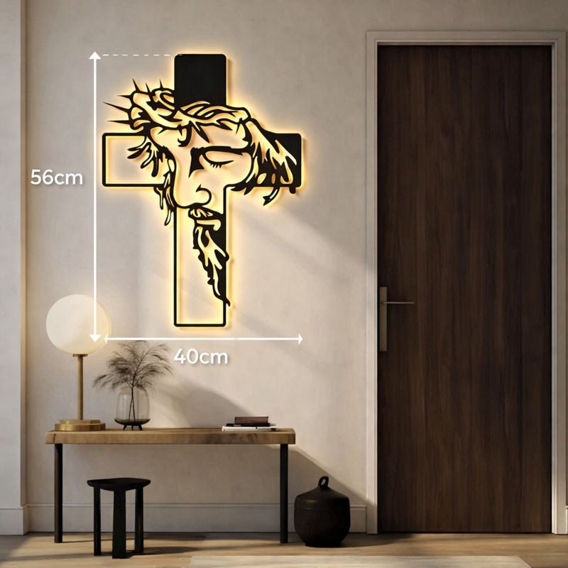 ✝️Arte De Pared De Jesús en la Cruz Con Led | Fe que Ilumina tu Hogar