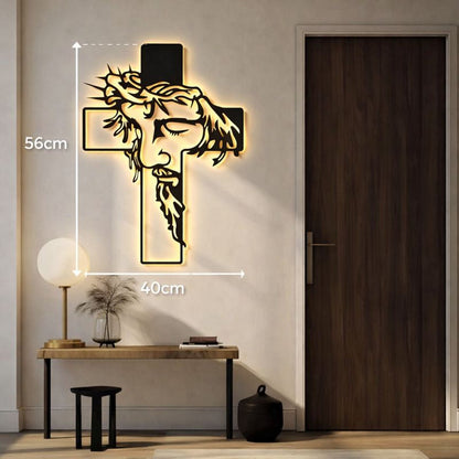 ✝️Arte De Pared De Jesús en la Cruz Con Led | Fe que Ilumina tu Hogar