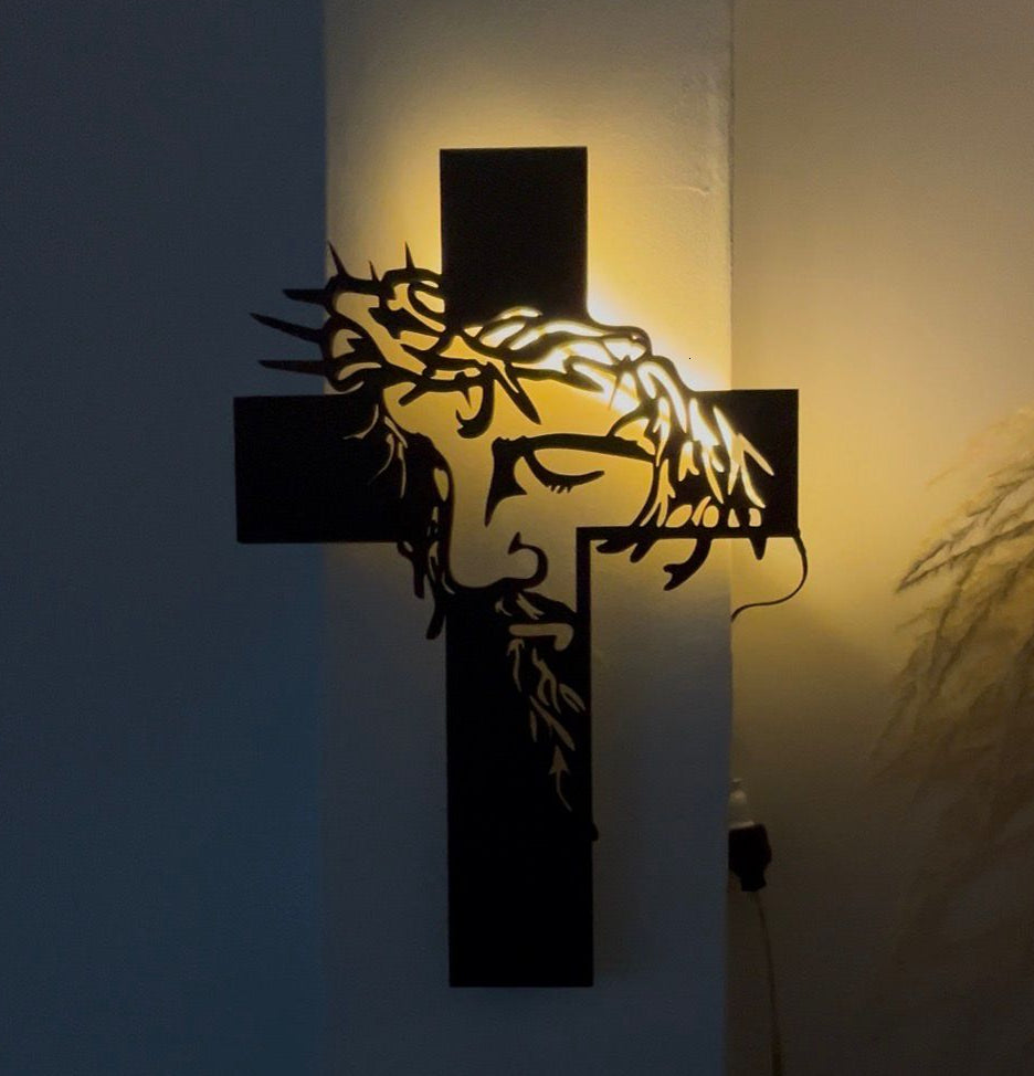 ✝️Arte De Pared De Jesús en la Cruz Con Led | Fe que Ilumina tu Hogar
