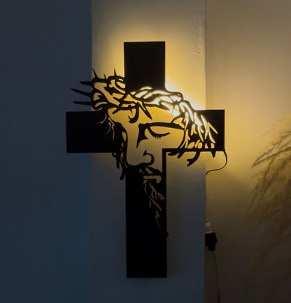✝️Arte De Pared De Jesús en la Cruz Con Led | Fe que Ilumina tu Hogar