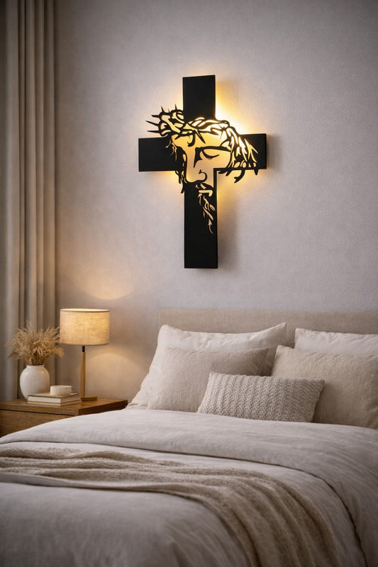 ✝️Arte De Pared De Jesús en la Cruz Con Led | Fe que Ilumina tu Hogar